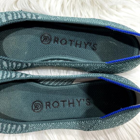 Rothy's Retired The Square Metallic Mirage Zebra Green Slip On Flat Sz 7 - Picture 4 of 8